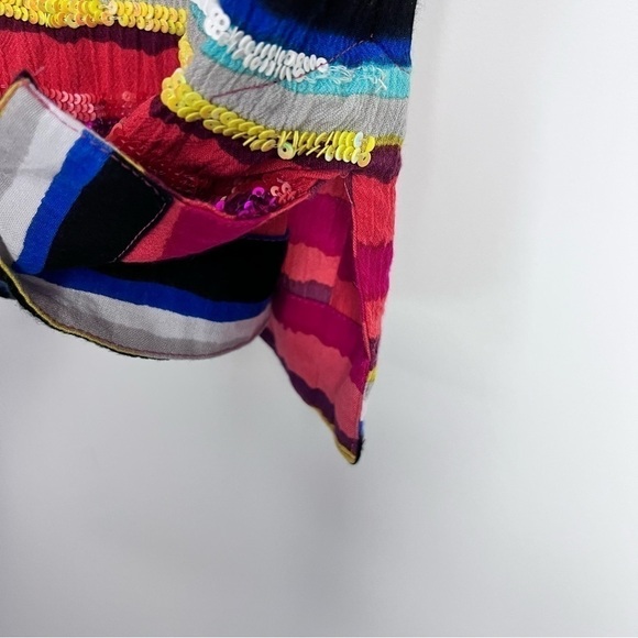 Soft Surroundings Colorista Sequin Striped Colorful Tunic Short Sleeve Top - Picture 10 of 13